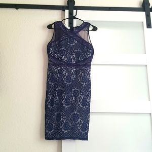 Melrose Social blue white cocktail dress, wedding guest, evening wear sz. 6